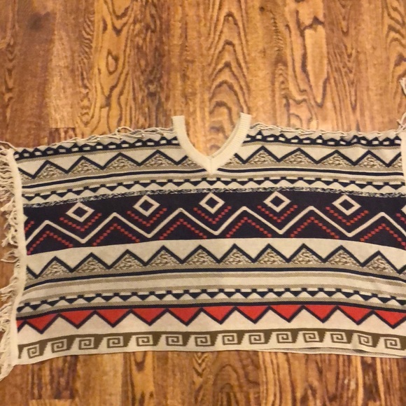 Orange Fashion Village Tribal design sweater poncho - Picture 3 of 11